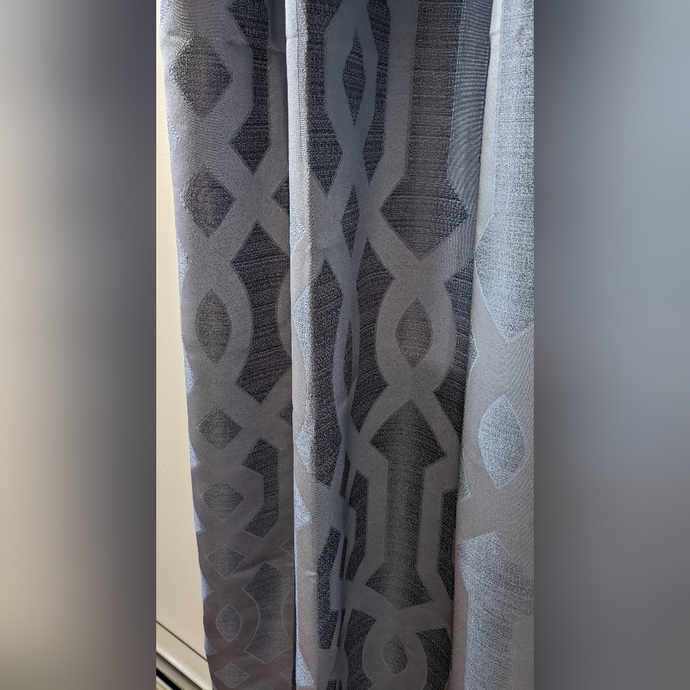 Gray Standard Geometric Design Curtain Panel Pair. 40" x 82"